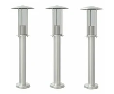 Lauko šviestuvas, 3vnt., sidabrinis, 60cm, nerūdijantis plienas
