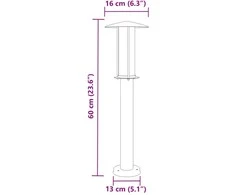 Lauko šviestuvas, juodos spalvos, 60cm, nerūdijantis plienas