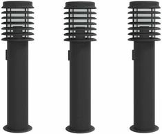 Lauko šviestuvas su išvedimu, 3vnt., juodas, 60cm, plienas