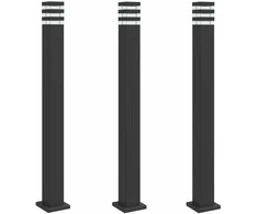 Lauko šviestuvas su išvedimu, 3vnt., juodi, 110cm, aliuminis