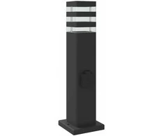 Lauko šviestuvas su išvedimu, 3vnt., juodi, 50cm, aliuminis