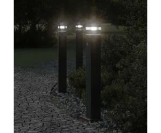 Lauko šviestuvas su jutikliu, 3vnt., juodas, 80cm, aliuminis