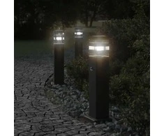 Lauko šviestuvas su jutikliu, 3vnt., juodi, 50cm, aliuminis