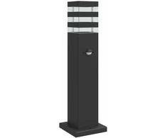 Lauko šviestuvas su jutikliu, juodas, 50cm, aliuminis