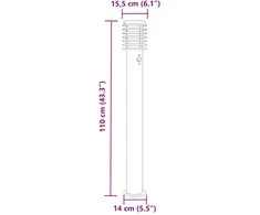 Lauko šviestuvas su jutikliu, sidabrinė, 110cm, plienas