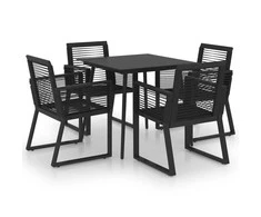 Lauko baldų komplektas Lauko valgomojo baldų komplektas, 5 dalių, juodas, PVC ratanas