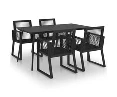 Lauko baldų komplektas Lauko valgomojo baldų komplektas, 5 dalių, juodas, PVC ratanas