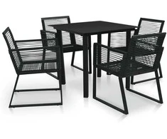 Lauko baldų komplektas Lauko valgomojo baldų komplektas, 5 dalių, juodas, PVC ratanas