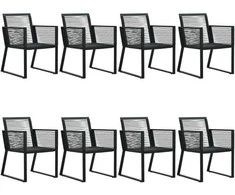 Lauko baldų komplektas Lauko valgomojo baldų komplektas, 9 dalių, juodas, PVC ratanas