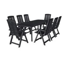 Lauko baldų komplektas Lauko valgomojo baldų komplektas, 9d., antracito, plastikas