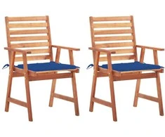 Lauko valgomojo kėdės su pagalvėlėmis, 2vnt., akacijos masyvas