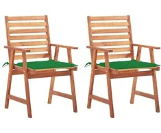 Lauko valgomojo kėdės su pagalvėlėmis, 2vnt., akacijos masyvas
