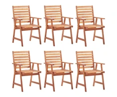 Lauko valgomojo kėdės su pagalvėlėmis, 6vnt., akacija