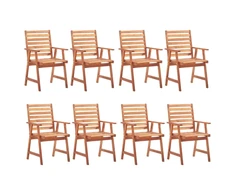 Lauko valgomojo kėdės su pagalvėlėmis, 8vnt., akacijos masyvas