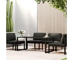 Lauko valgomojo stalas, antracito, 120x60x66cm, aliuminis