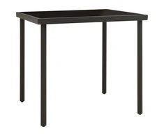 Lauko valgomojo stalas, antracito, 80x80x72cm, stiklas/plienas