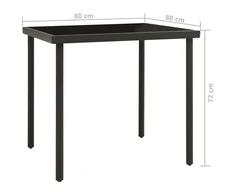 Lauko valgomojo stalas, antracito, 80x80x72cm, stiklas/plienas