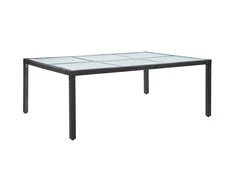 Lauko valgomojo stalas, juodas, 200x150x74cm, poliratanas
