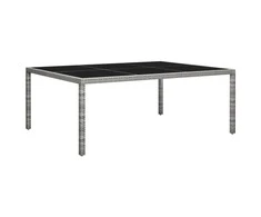 Lauko valgomojo stalas, pilkas, 200x150x74cm, poliratanas