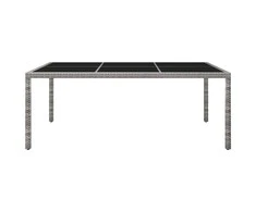 Lauko valgomojo stalas, pilkas, 200x150x74cm, poliratanas