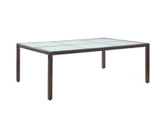 Lauko valgomojo stalas, rudas, 200x150x74cm, poliratanas