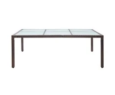 Lauko valgomojo stalas, rudas, 200x150x74cm, poliratanas