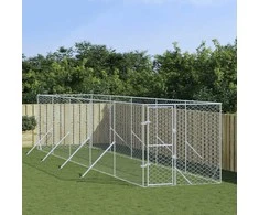 Lauko voljeras šunims, sidabrinis, 2x10x2m, plienas