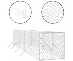 Lauko voljeras šunims, sidabrinis, 2x10x2m, plienas