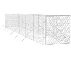 Lauko voljeras šunims, sidabrinis, 2x14x2m, plienas