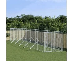 Lauko voljeras šunims, sidabrinis, 2x14x2m, plienas