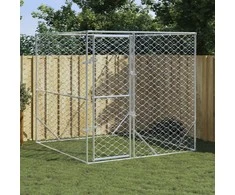 Lauko voljeras šunims, sidabrinis, 2x2x2m, plienas
