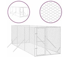 Lauko voljeras šunims, sidabrinis, 2x6x2m, plienas
