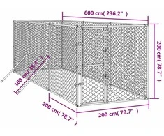 Lauko voljeras šunims, sidabrinis, 2x6x2m, plienas