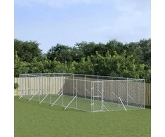 Lauko voljeras šunims, sidabrinis, 4x12x2m, plienas
