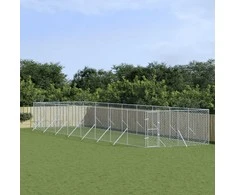 Lauko voljeras šunims, sidabrinis, 4x16x2m, plienas