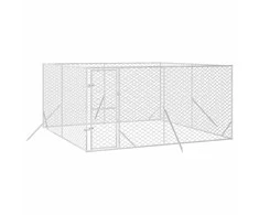 Lauko voljeras šunims, sidabrinis, 4x4x2m, plienas