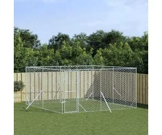 Lauko voljeras šunims, sidabrinis, 4x4x2m, plienas
