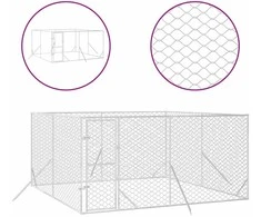 Lauko voljeras šunims, sidabrinis, 4x4x2m, plienas