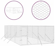 Lauko voljeras šunims, sidabrinis, 4x8x2m, plienas