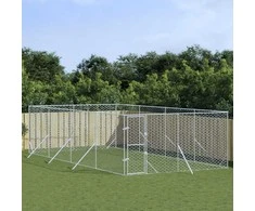 Lauko voljeras šunims, sidabrinis, 4x8x2m, plienas