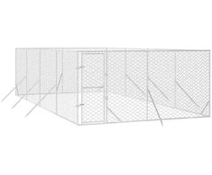 Lauko voljeras šunims, sidabrinis, 4x8x2m, plienas
