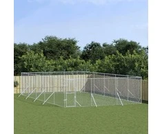 Lauko voljeras šunims, sidabrinis, 6x10x2m, plienas