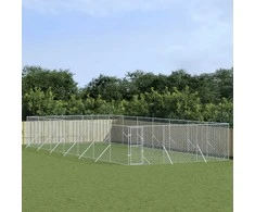 Lauko voljeras šunims, sidabrinis, 6x14x2m, plienas