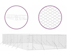 Lauko voljeras šunims, sidabrinis, 6x14x2m, plienas