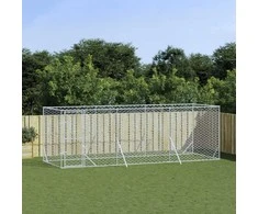 Lauko voljeras šunims, sidabrinis, 6x2x2m, plienas