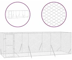 Lauko voljeras šunims, sidabrinis, 6x2x2m, plienas