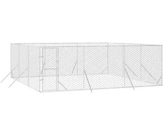 Lauko voljeras šunims, sidabrinis, 6x6x2m, plienas