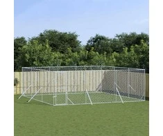 Lauko voljeras šunims, sidabrinis, 6x6x2m, plienas