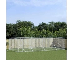 Lauko voljeras šunims, sidabrinis, 8x4x2m, plienas