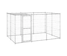 Lauko voljeras šunims su stogu, galvanizuotas plienas, 7,26m²